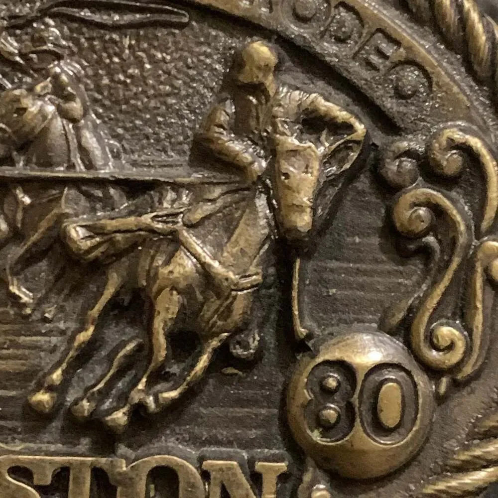 Vintage 1980 Hesston NFR Team Roping Sixth Edition Belt Buckle